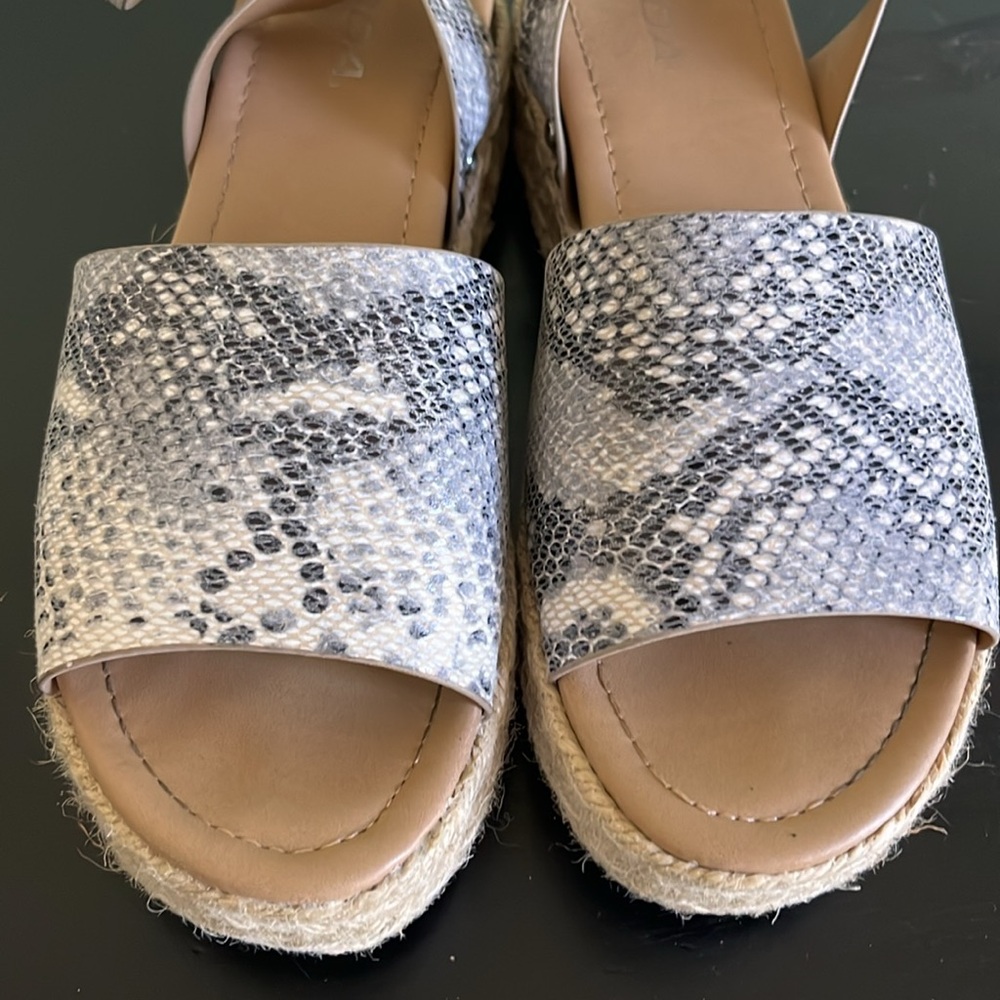 Soda Topic Beige Python Platform Espadrille Wedge… - image 5